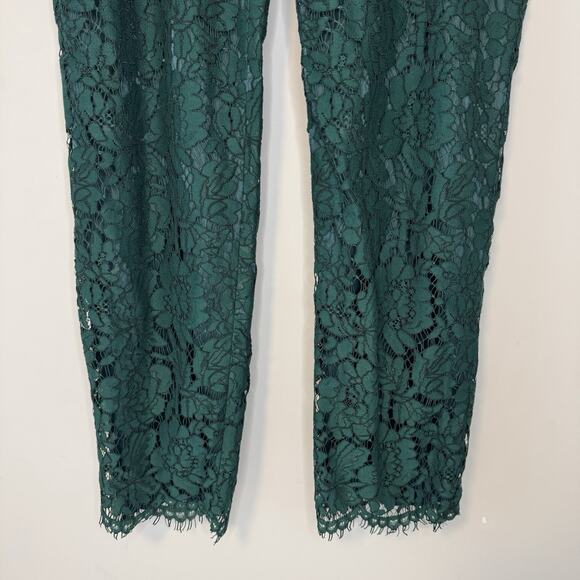 Rachel Parcell Botanica Lace Pants Women's 12 Green Scallop Hem Lined Romantic - Picture 4 of 16